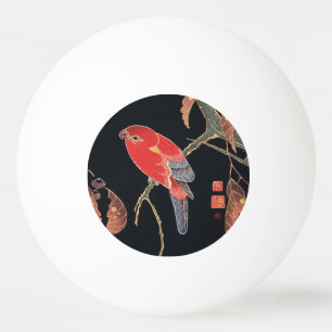 Ito Jakuchu Red Parrot on the Branch Japanese Art Ping Pong Ball