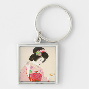 Ito Shinsui Make up vntage japanese geisha lady Key Ring