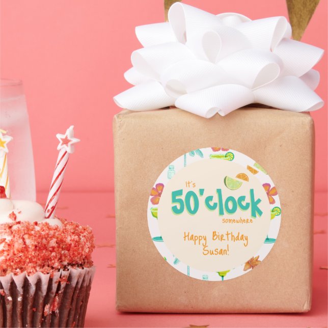 It's 50 O'clock Somewhere Party Theme  Classic Round Sticker (Party)