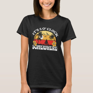 It's 5 O'Clock Somewhere Summer Beach Retro Sunset T-Shirt