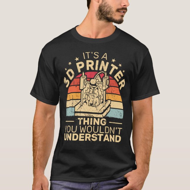 It'S A 3D Printer Thing Retro Cat Filament Printer T-Shirt (Front)