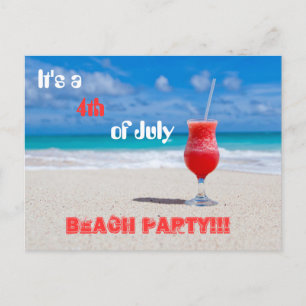 It's a 4th of July Beach Party Invitation Postcard