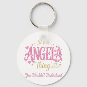 It's A Angela Thing Pink Gold Women Gift Key Ring