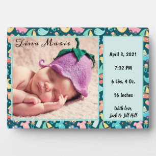It's a Baby Birth Announcement Photo Dark Plaque