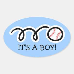 It's a baby boy   Big oval baseball stickers