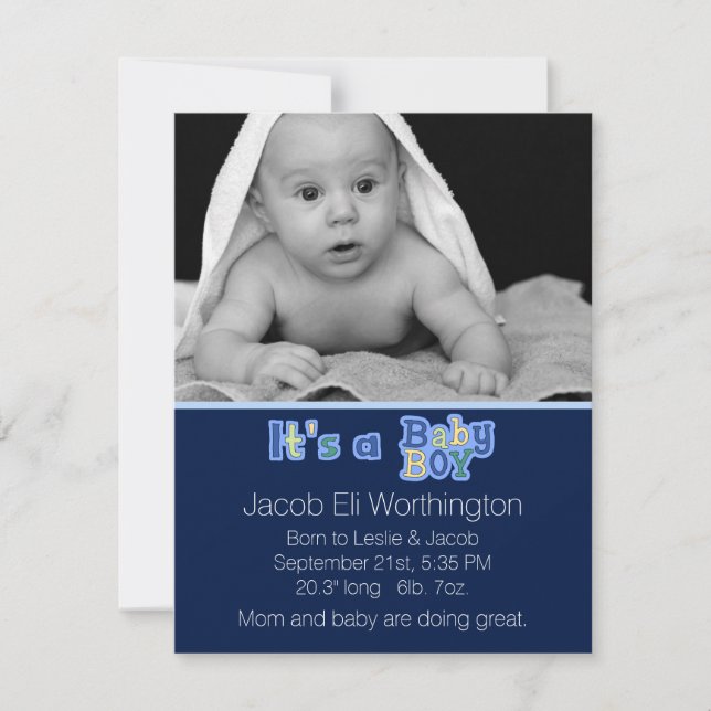 It's A Baby Boy Birth Announcement (Front)