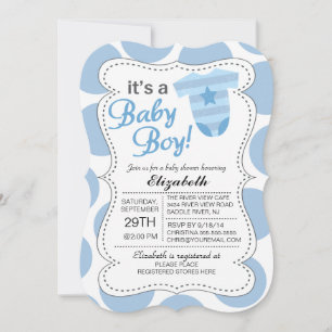 It's a Baby Boy Blue Bodysuit Boys Baby Shower Invitation