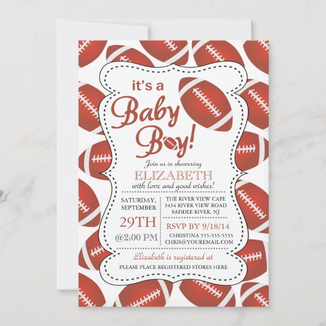It's a Baby Boy Football Baby Shower Invitation (Front)