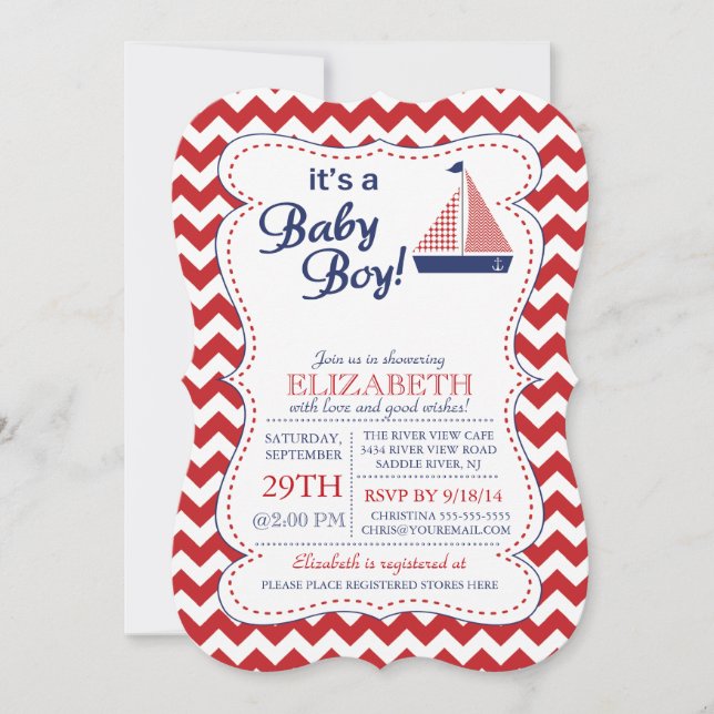It's a Baby Boy Sailboat Nautical Baby Shower Invitation (Front)