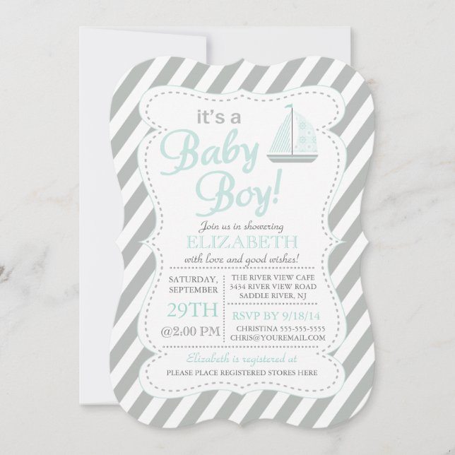 It's a Baby Boy Sailboat Nautical Baby Shower Invitation (Front)