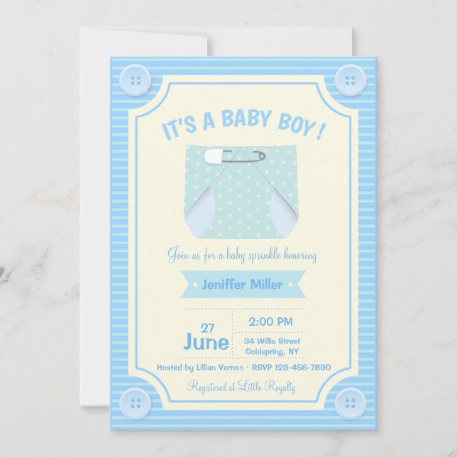 It's A Baby Boy Shower Invitation (Front)