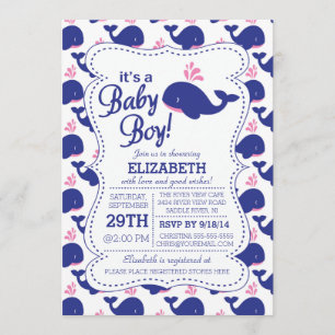It's a Baby Boy Whale Nautical Baby Shower Invitation