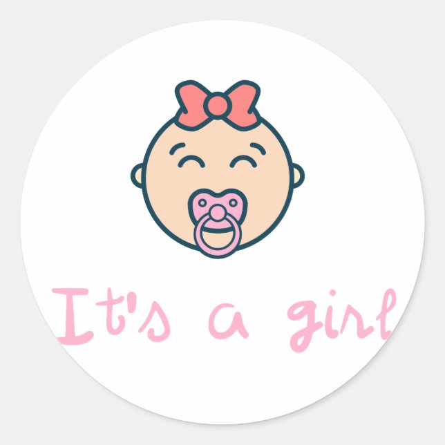 it's a baby girl! classic round sticker (Front)