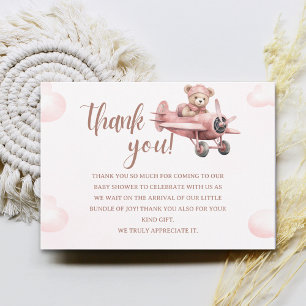 It's a Baby Girl, Pink Bear Party Thank You Card