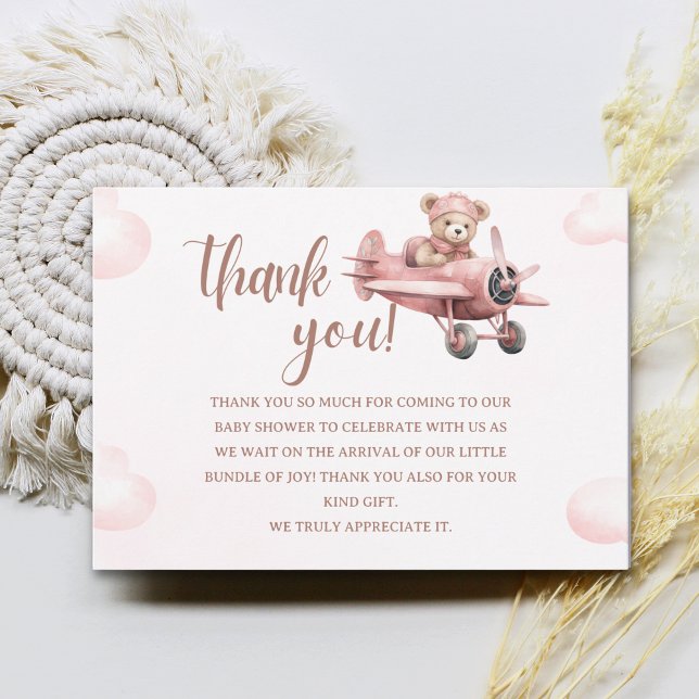 It's a Baby Girl, Pink Bear Party Thank You Card (Creator Uploaded)