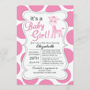 It's a Baby Girl Pink Giraffe Girls Baby Shower Invitation