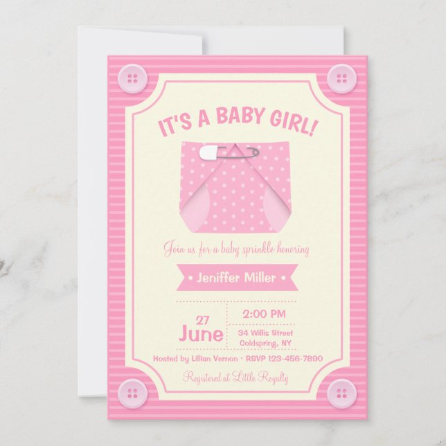 It's A Baby Girl Shower Invitation (Front)