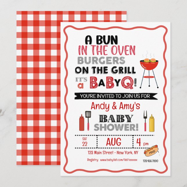 It's a Baby Q for One Invitation (Front/Back)