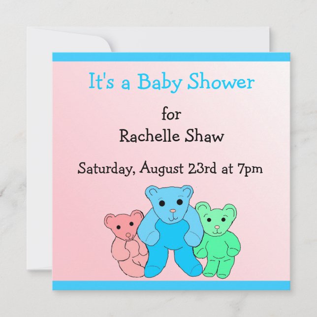 It's A Baby Shower Pink and Blue Invitation (Front)