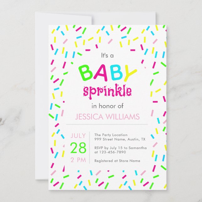 It's a Baby Sprinkle Shower Rainbow Sprinkles Invitation (Front)