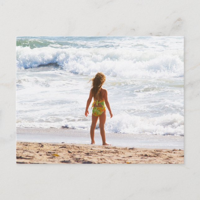 Its A Big World - Little Girl At The Beach Postcard (Front)