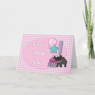 It's A Birthday Party Black Pug Card