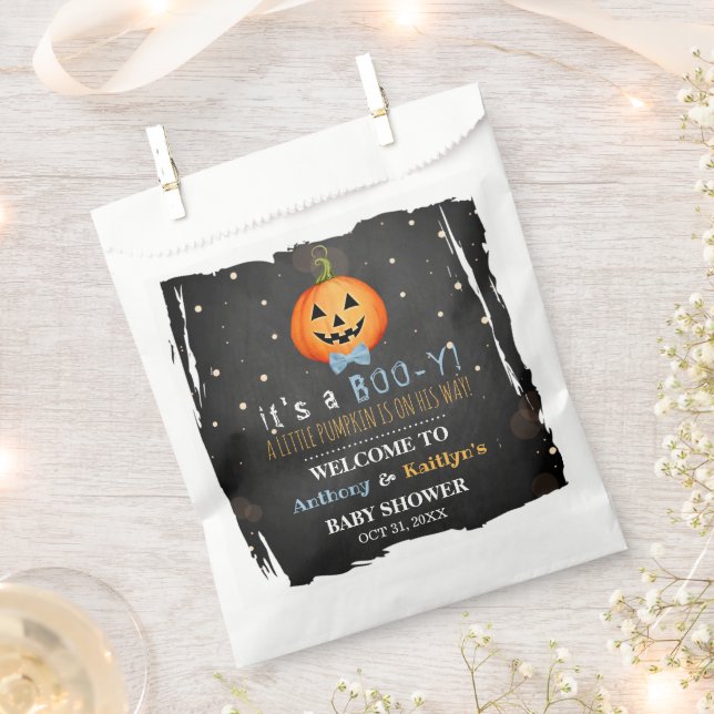 It's A Boo-y! Little Pumpkin Halloween Baby Shower Favour Bags (Clipped)