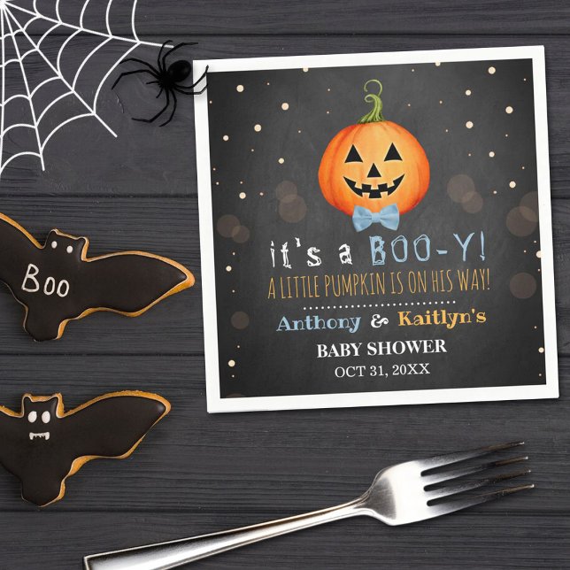 It's A Boo-y! Little Pumpkin Halloween Baby Shower Napkin (Creator Uploaded)