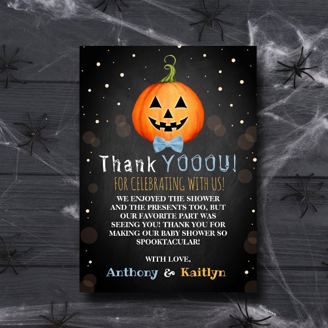 It's A Boo-y! Little Pumpkin Halloween Baby Shower Thank You Card (Creator Uploaded)