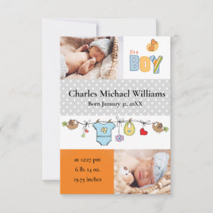 It's a Boy - 3x5 Birth Announcement