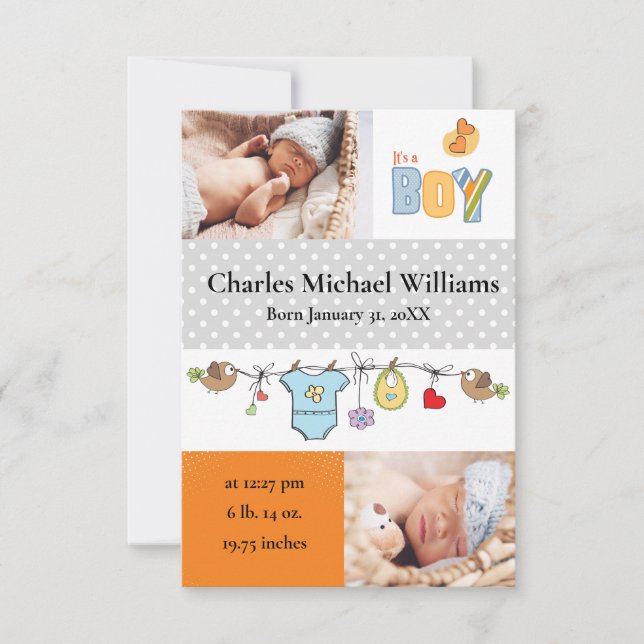 It's a Boy - 3x5 Birth Announcement (Front)
