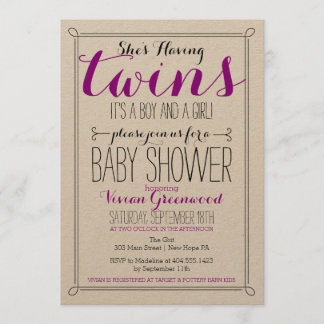 It's a Boy & a Girl Twin Baby Shower Invitation