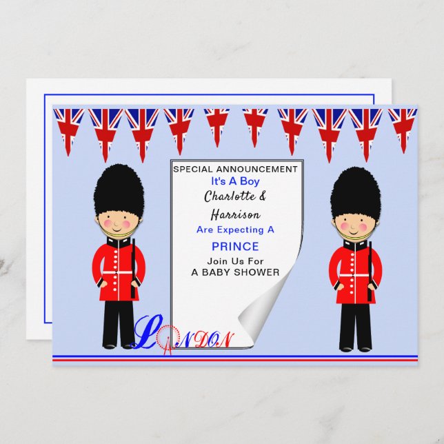 It's A Boy A Royal Prince London Theme Baby Shower Invitation (Front/Back)