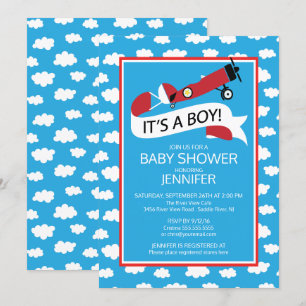 It's a Boy! Aeroplane Boys Baby Shower Invite