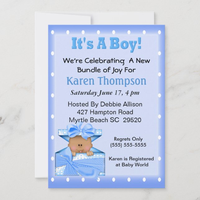 It's a Boy African American Baby Shower Invitation (Front)