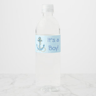 "It's a Boy" Anchor Nautical Blue Bottle Label