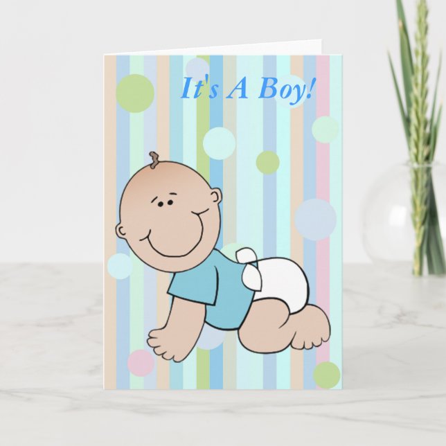 Its A Boy Announcement Card (Front)