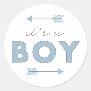 It's a Boy Arrow Baby Shower Birth Announcement Classic Round Sticker