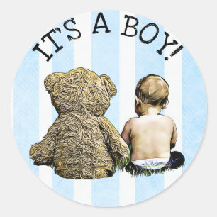 It's a Boy, Baby and Teddy Bear Stickers