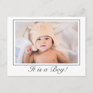 It's a Boy Baby Birth Photo Announcement Postcard
