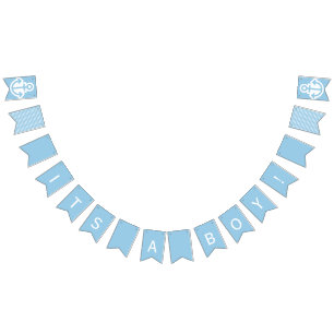 Its A Boy Baby Blue and White Nautical Bunting Bunting