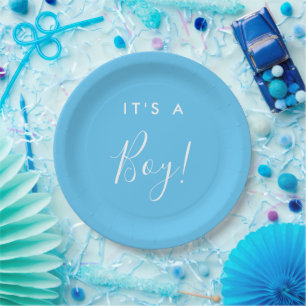 It's A Boy Baby Blue Baby Shower Paper Plates