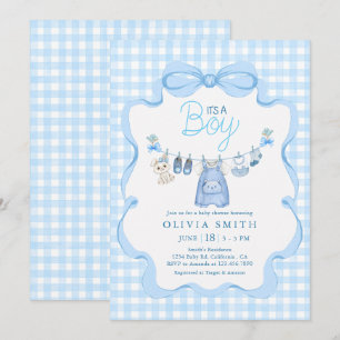 It's a Boy, Baby Boy Clothesline Baby Shower Invitation