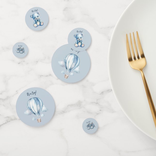 It's a Boy!  Baby Boy Teddy Bear Balloon Confetti (Group)