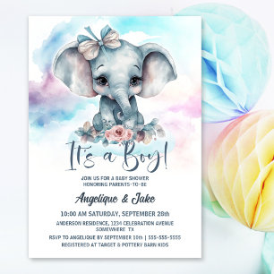 It's a Boy Baby Elephant Boy Baby Shower Invitation