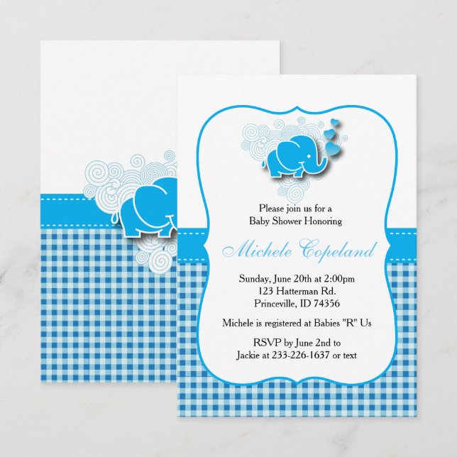 It's A Boy | Baby Elephant Invitation (Front/Back)
