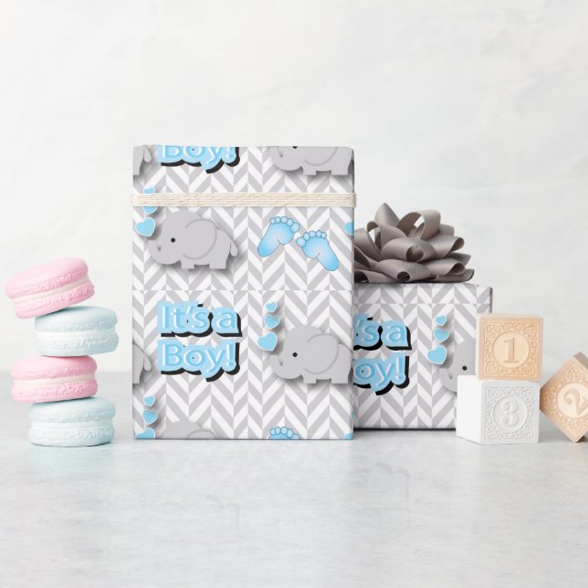 It's A Boy - Baby Elephant Wrapping Paper (Baby Shower)