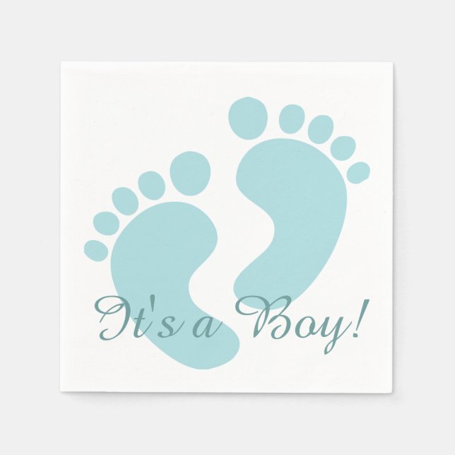 It's a Boy Baby Feet Announcement Paper Napkin Set (Front)