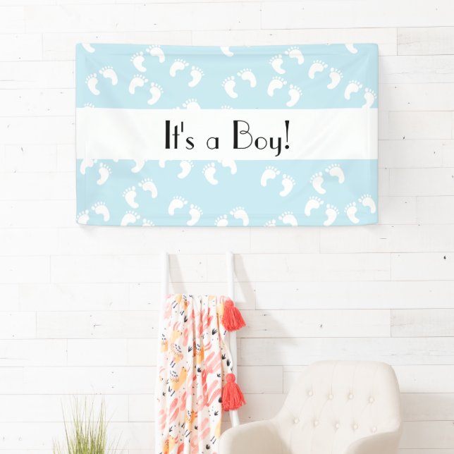 It's a Boy - Baby Footprints (Footsteps) - Blue Banner (Insitu)