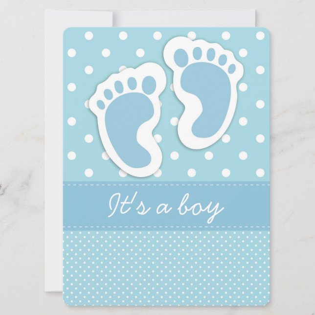 It's a Boy Baby Footprints Invitation (Front)